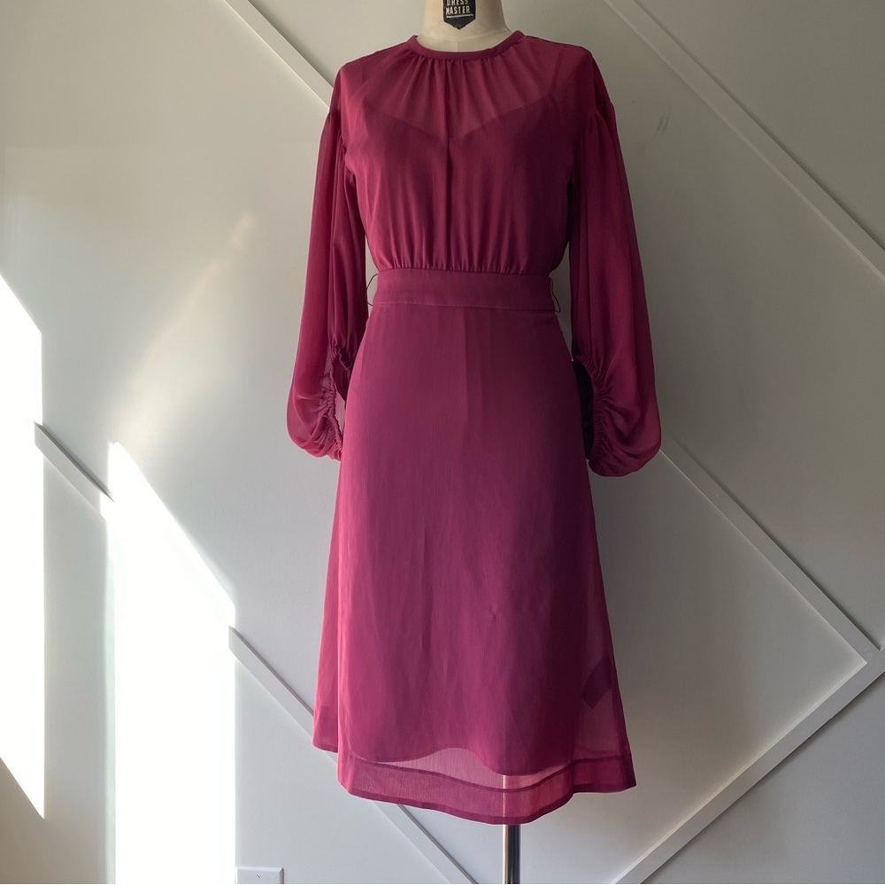 Club Monaco Linettha Dress Raspberry 00 NWT |Midi Chic Minimalist Cocktail Dress